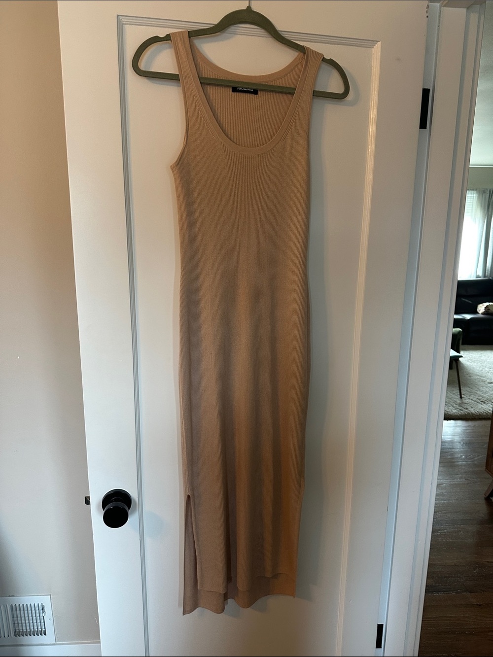 NAADAM Ribbed Tank Maxi Dress in Tan